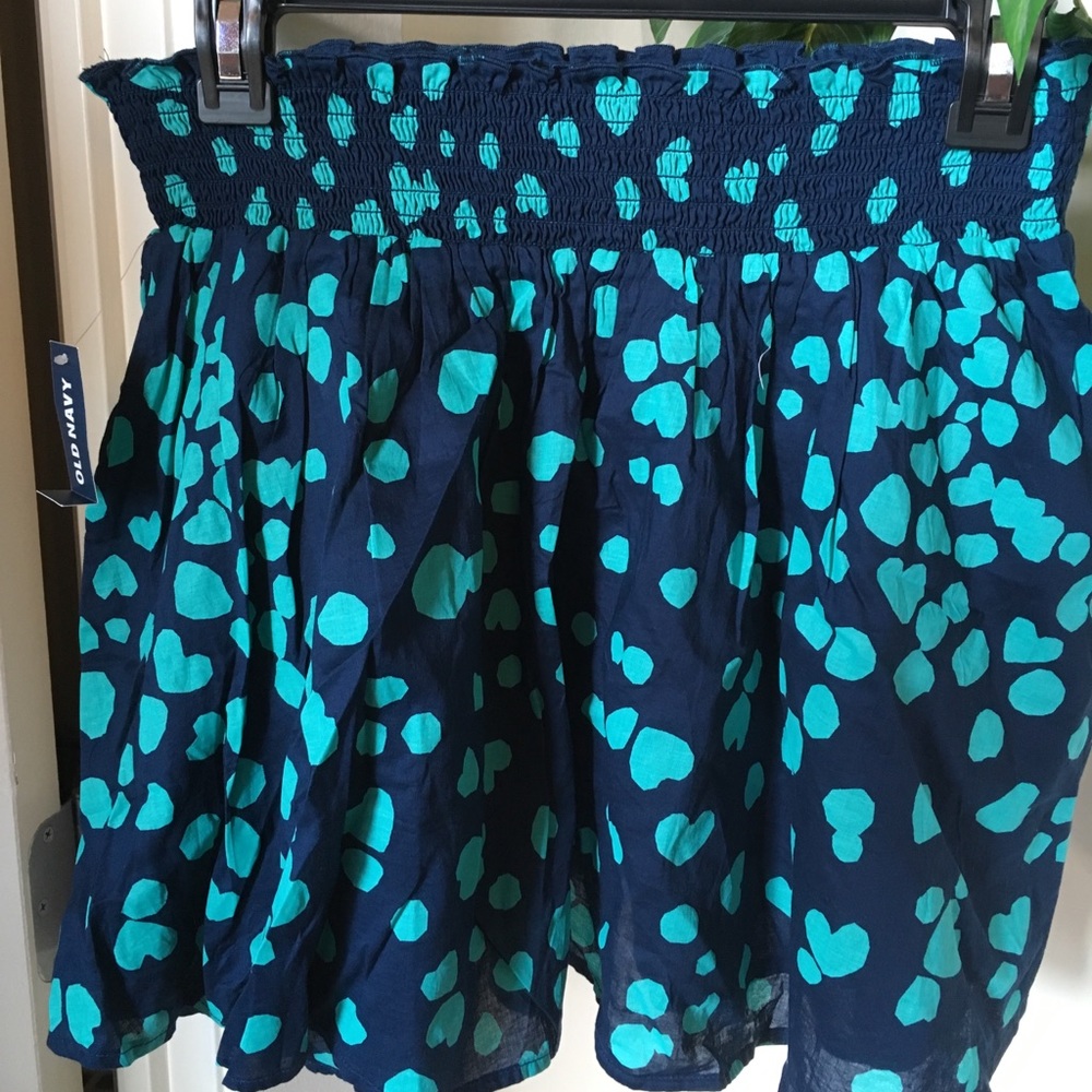 NWT Old Navy Girls Teal & Navy Polka Dot Skirt
